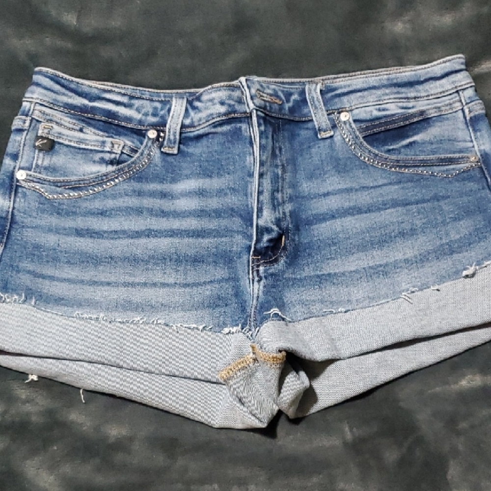 KanCan Light Blue Cuffed Denim Shorts